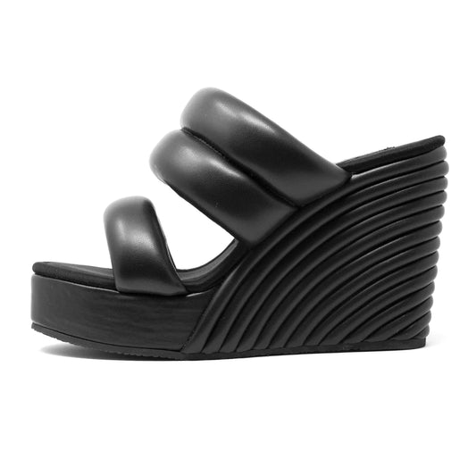ROAM Strata Platform Wedge Puffy Vegan Leather Black