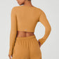 Alo Yoga Ribbed Cropped Whisper Cardigan Toffee