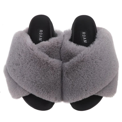 ROAM  Cloud Slippers Lavender Grey Fur Slippers