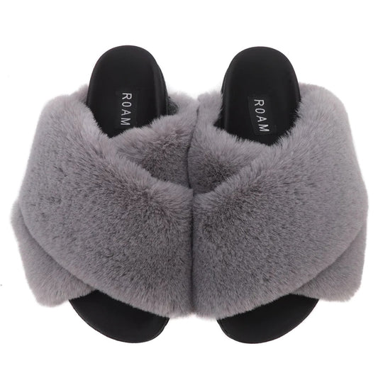 ROAM  Cloud Slippers Lavender Grey Fur Slippers