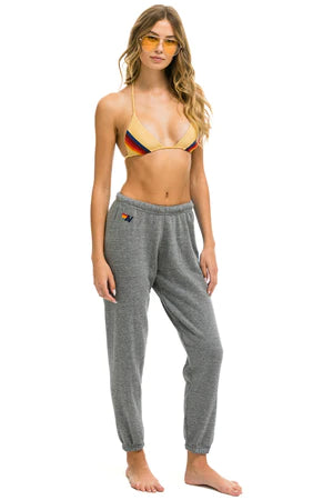 Aviator Nation 5 Stripe Women's Sweatpants Heather Grey/Blue