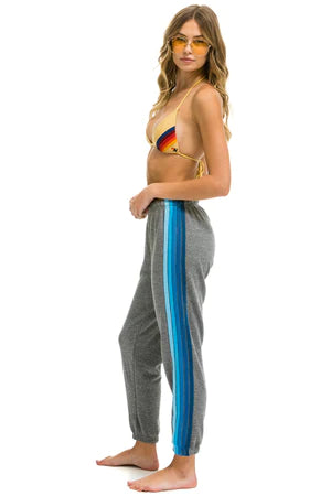 Aviator Nation 5 Stripe Women's Sweatpants Heather Grey/Blue
