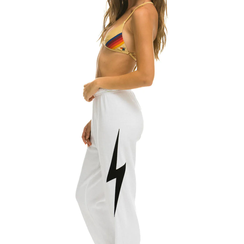 Aviator Nation Women's Bolt Stitch Sweatpants - White Black